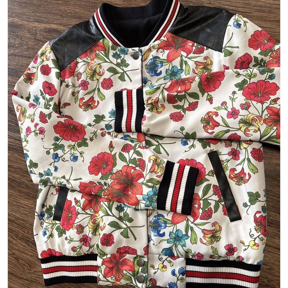 Olivia Culpo x Le Tote Collab Reversible‎ Floral Black Bomber Jacket Size XS - Picture 4 of 11